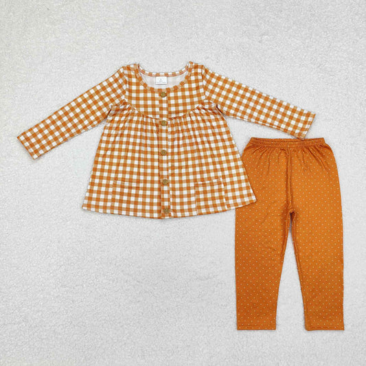 Orange Plaid Pants Set