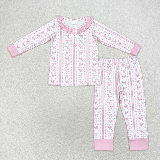 Pink Button & Bows Jogger Set