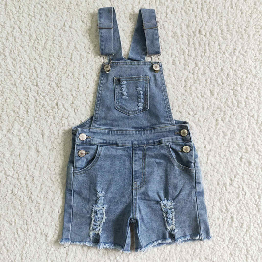 Denim Distressed Overalls