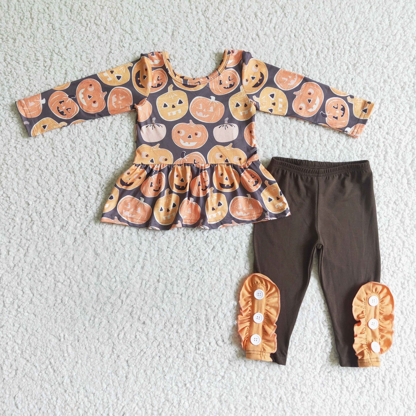Pumpkin Peplum Top Leggings Set