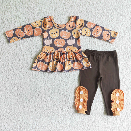 Pumpkin Peplum Top Leggings Set