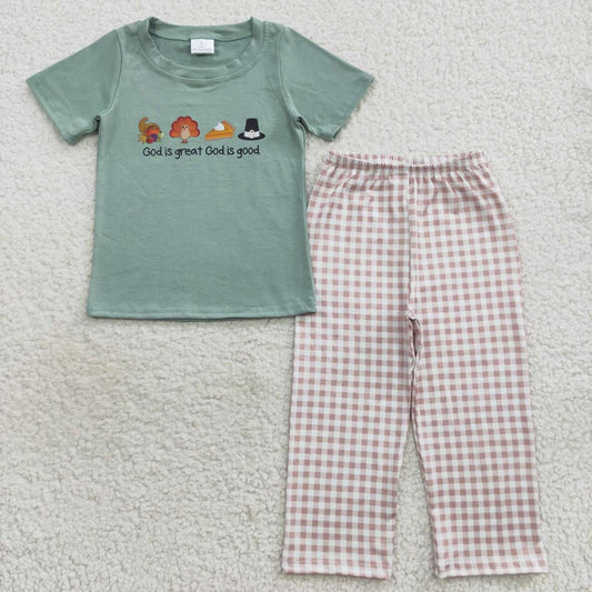 Boys God Is Great, God Is Good Pants Set