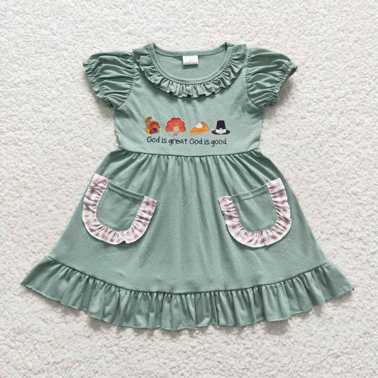 Girls God Is Great, God Is Good Ruffle Dress