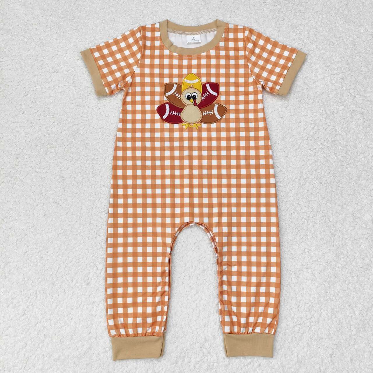 Boys Gingham Turkey Romper