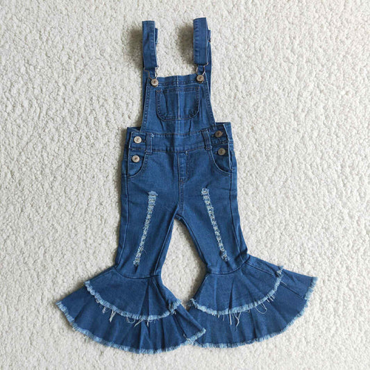 Denim Distressed Overalls