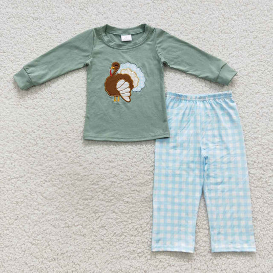 Blue Gingham Thanksgiving Set
