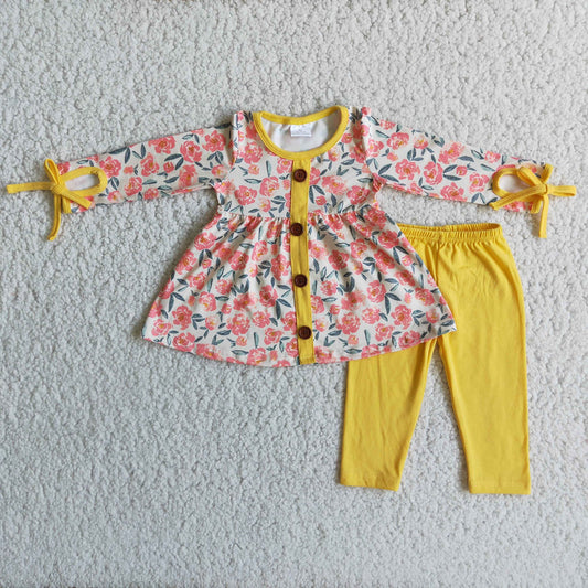 Yellow Floral Pants Set
