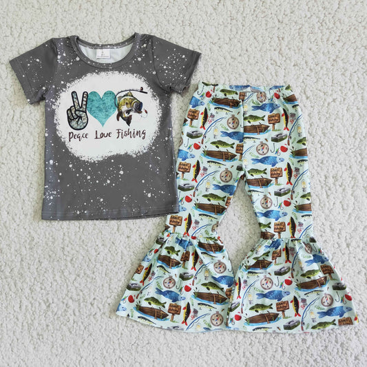 Peace Love Fishing Bell Bottom Set