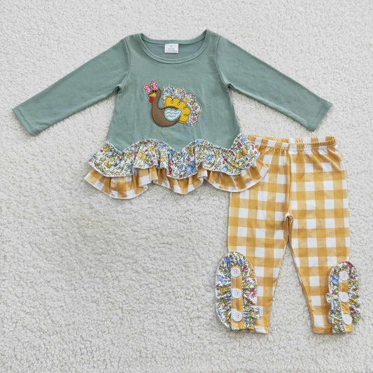Floral Turkey Gingham Pants Set
