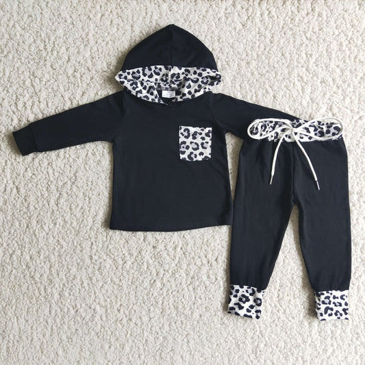 Black and White Leopard Print Jogger Set