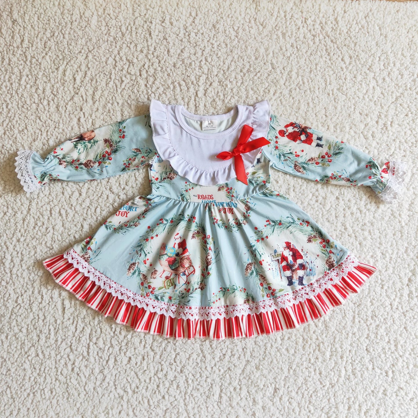 Christmas Print Ruffle Dress