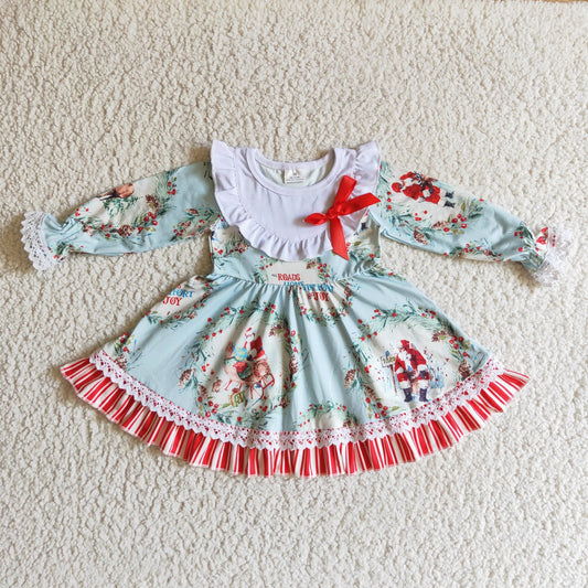 Christmas Print Ruffle Dress