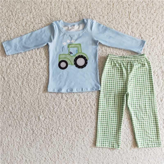 Tractor Applique Pants Set