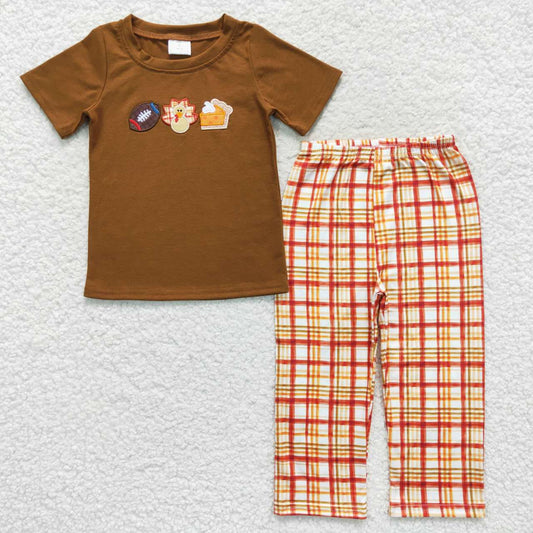 Boys Plaid Thanksgiving Day Set