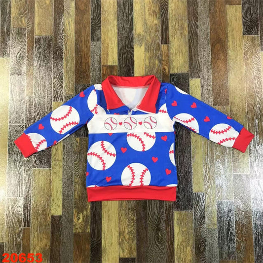 Boys Hearts & Baseball Pullover