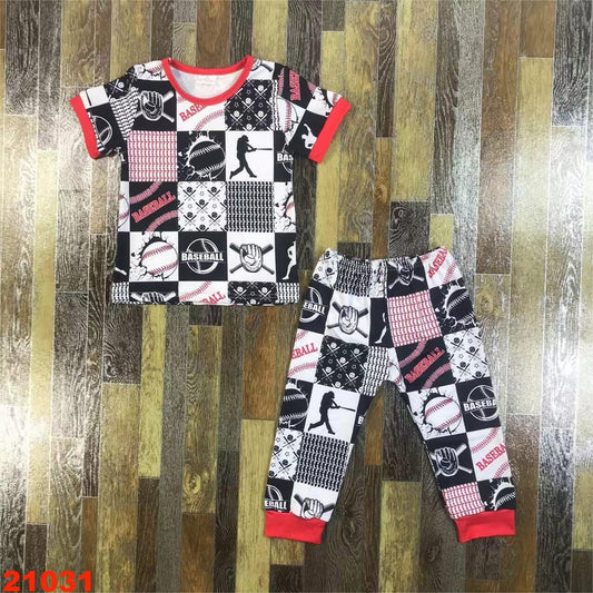 Boys Baseball Patchwork Jogger Set