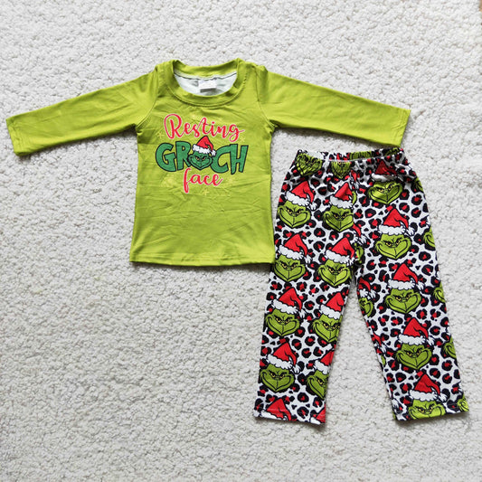 Resting Green Face Pants Set