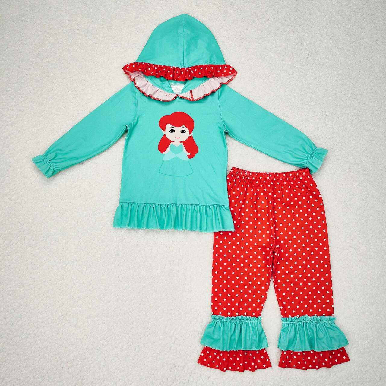 Mermaid Princess Ruffle Hooded Pants Set