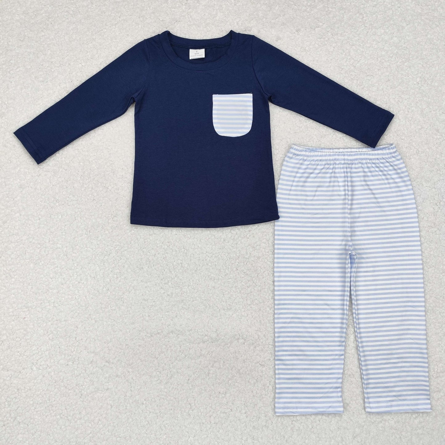 Blue Striped Pants Set
