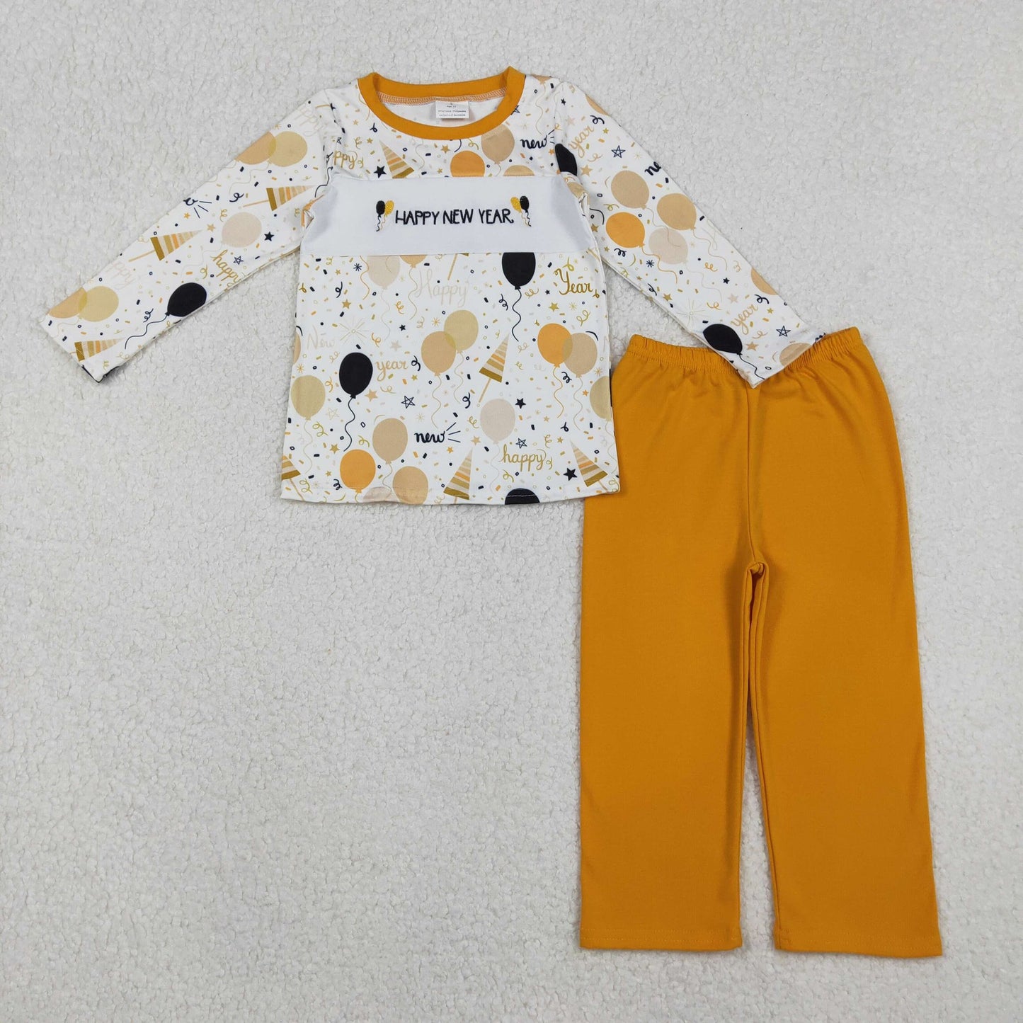 Boys Gold and Black Happy New Year Embroidered Set