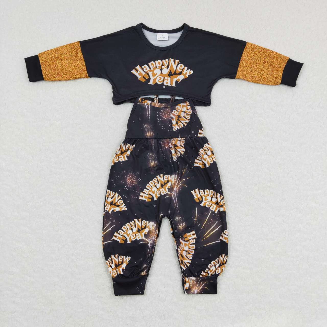 Gold and Black Happy New Year Pants Set