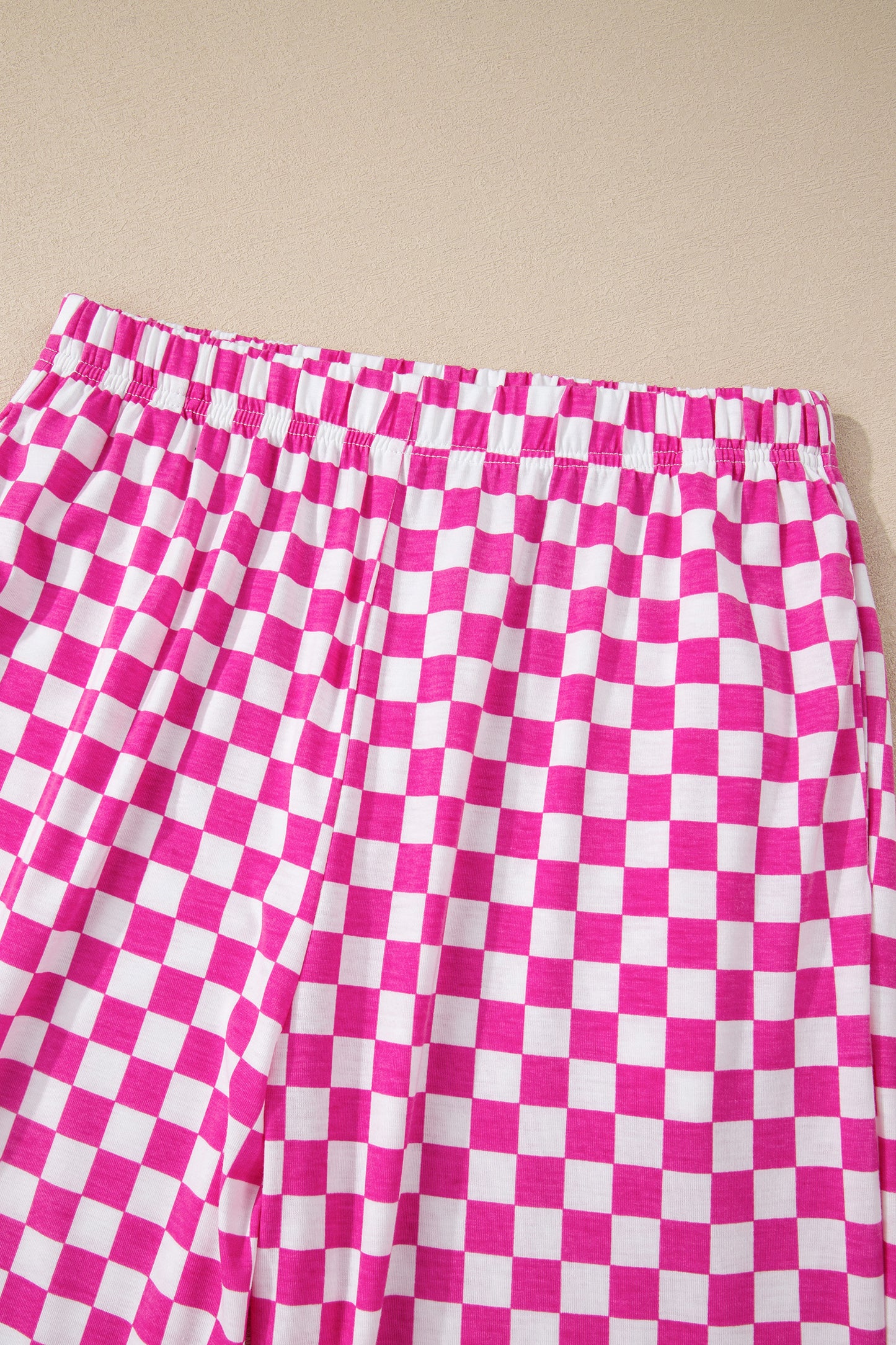 Rose Checkered Print Half Sleeve Tee 2pcs Lounge Pant Set