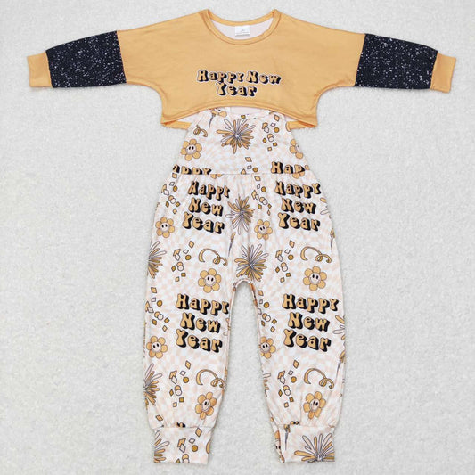 Gold Groovy Happy New Year Pants Set