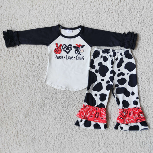 Peace Love Cows Ruffle Bandana Pants Set