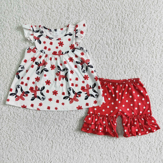 Polka Dot Cow Shorts Set