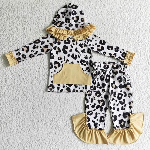 Yellow Leopard Print Ruffle Set