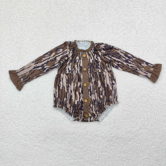 Camo Ruffle Button Down Bubble