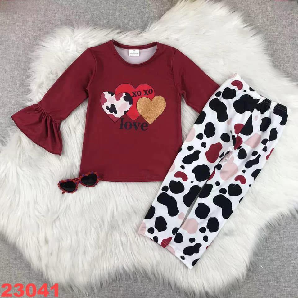 Love Cow Print Pants Set