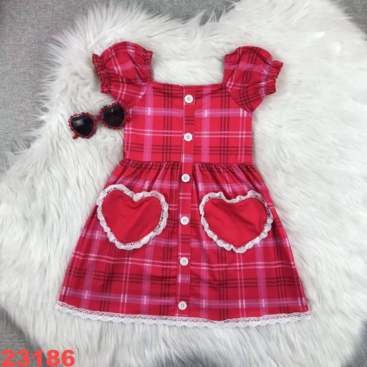 Plaid Heart Pocket Dress