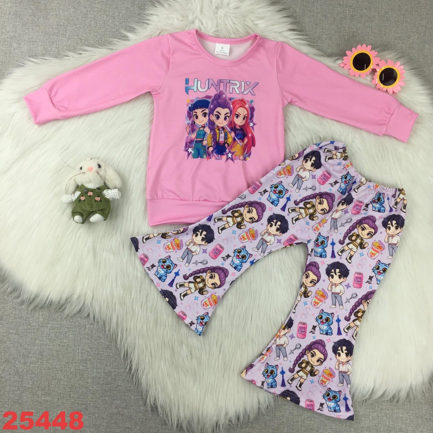 Pink and Purple Hunter Trio Flare Pants Set