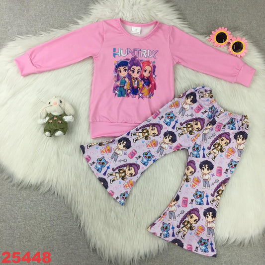 Pink and Purple Hunter Trio Flare Pants Set