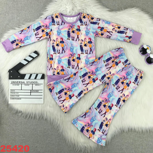 Purple Trio Hunter Flare Leg Pants Set