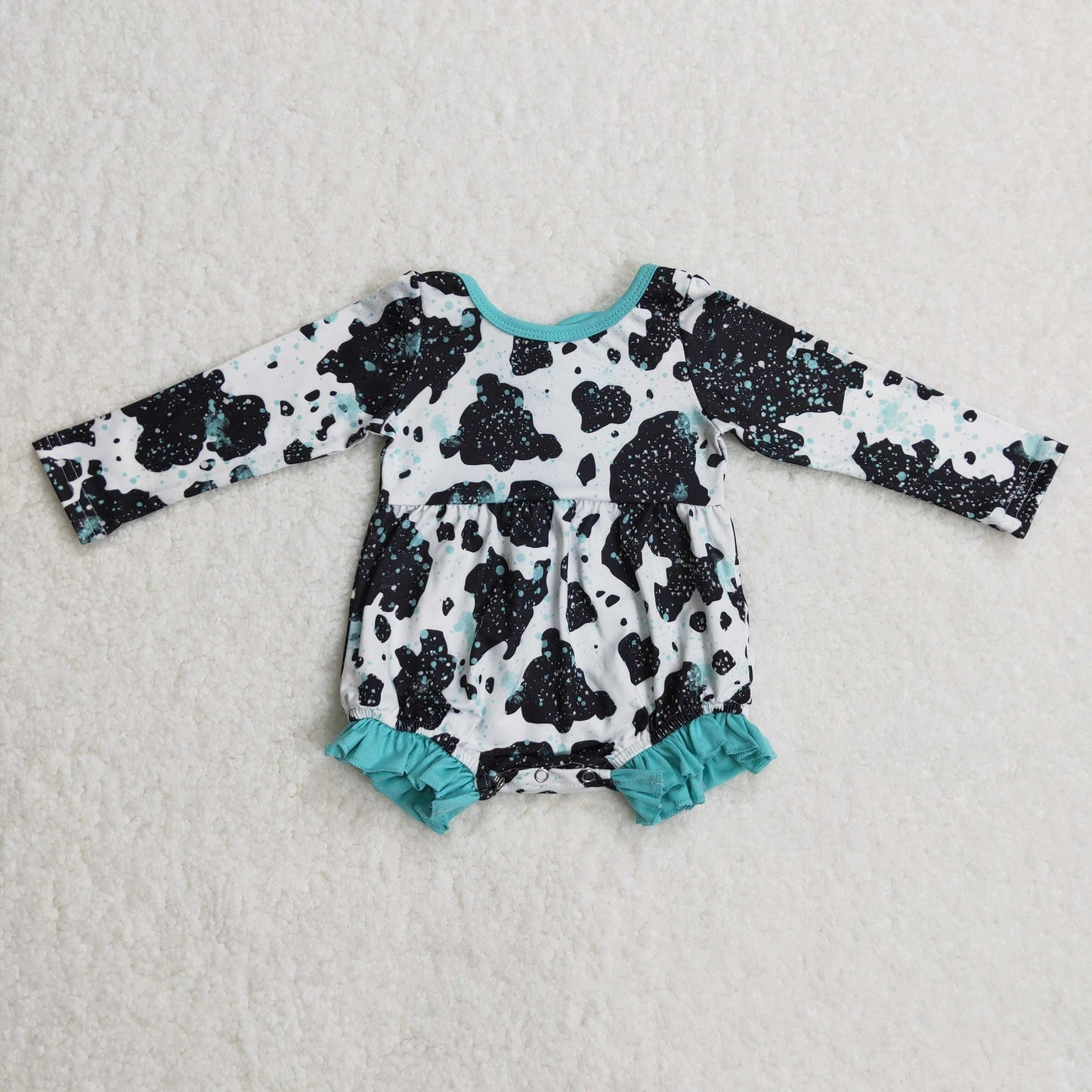 Cow Print & Teal Ruffle Bubble