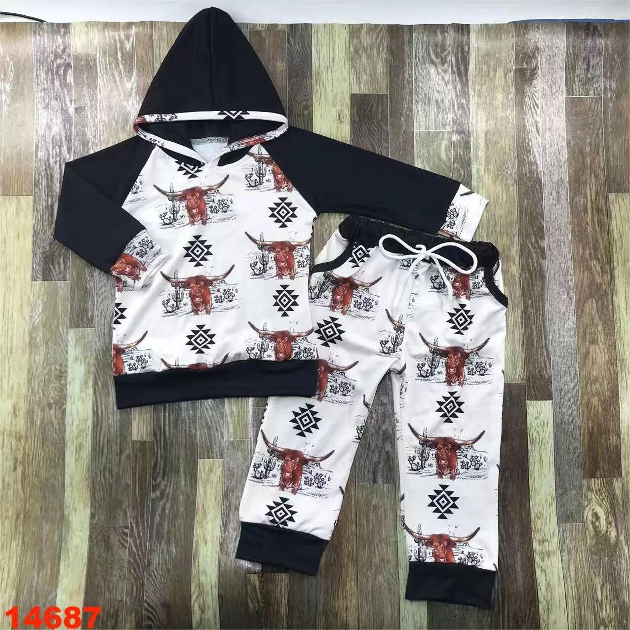 Western Cow Hooded Jogger Set