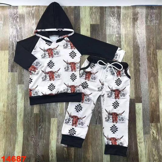 Western Cow Hooded Jogger Set