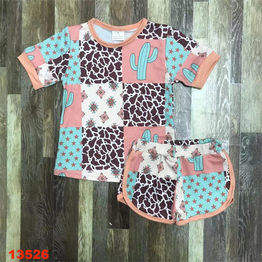 Western Patchwork Shorts Set