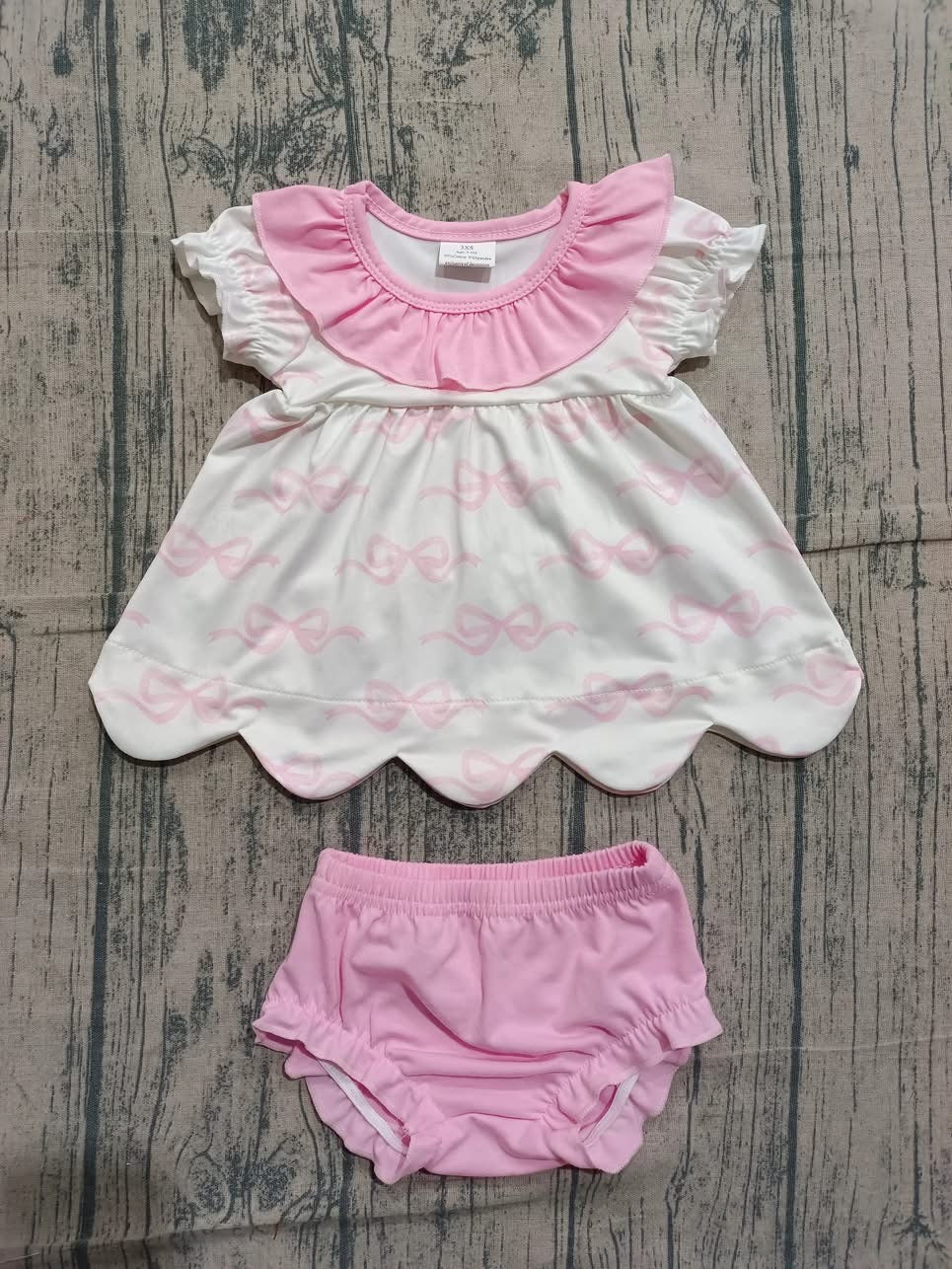 Pink Bow Bummie Set