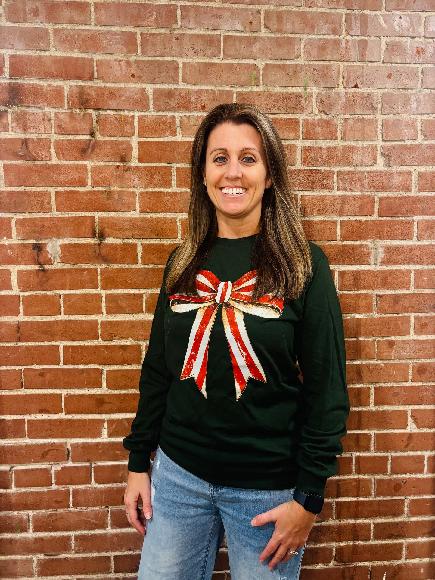 Peppermint Bow Long Sleeve