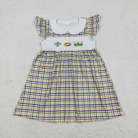 Mardi Gras Embroidered Plaid Dress