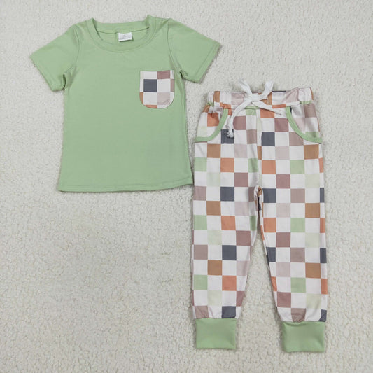 Green Checkered Jogger Set