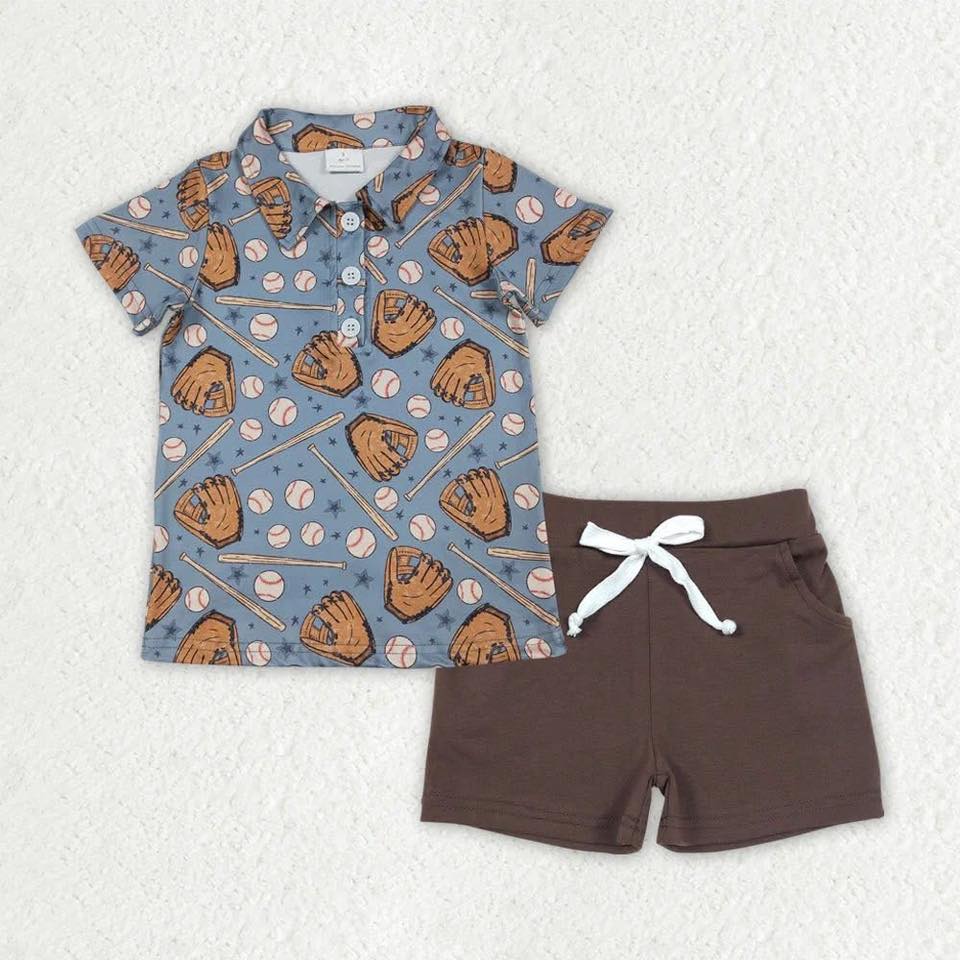 Baseball Button Shorts Set