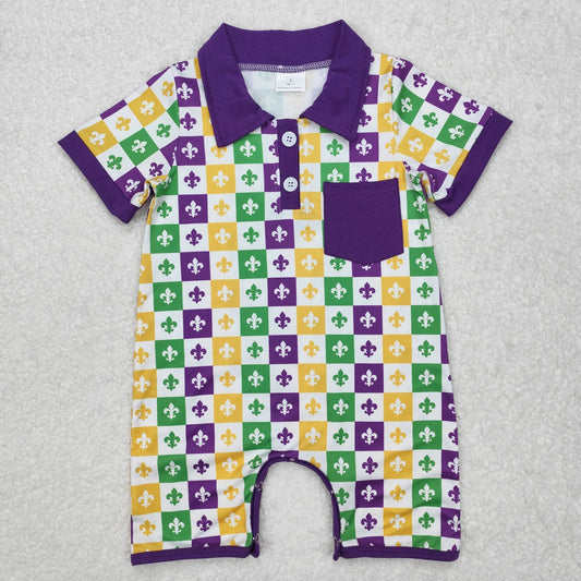 Mardi Gras Fleur Pocket Romper