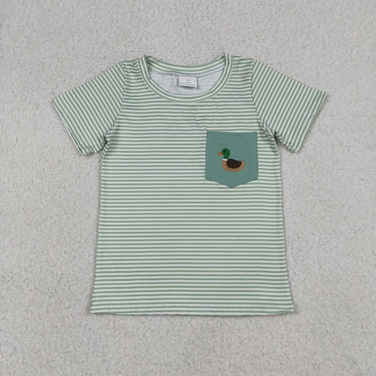 Green Striped Mallard Pocket Tee