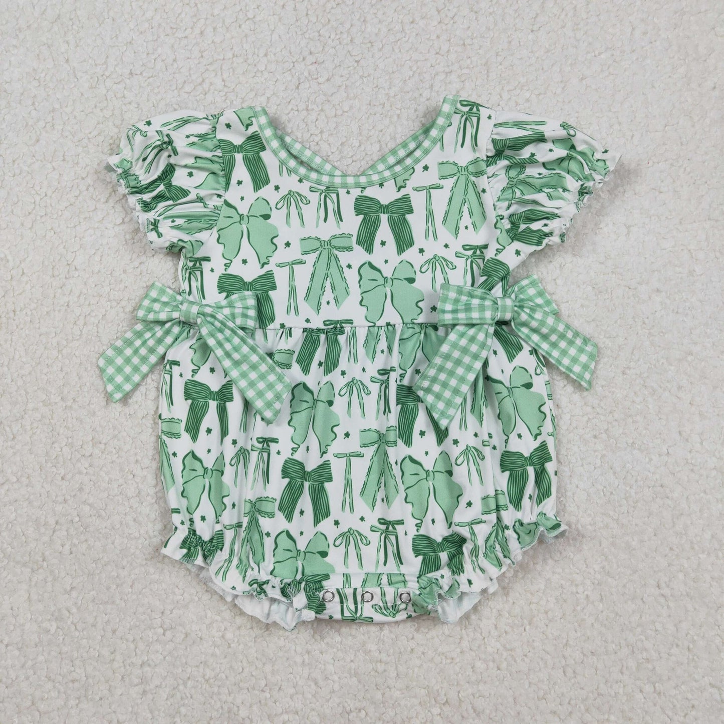 Girls Green Gingham Coquette Romper