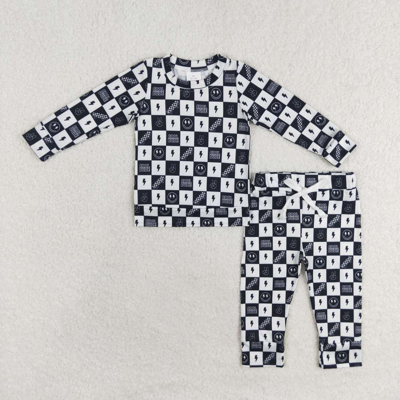 Checkered Smiley Pajama Set