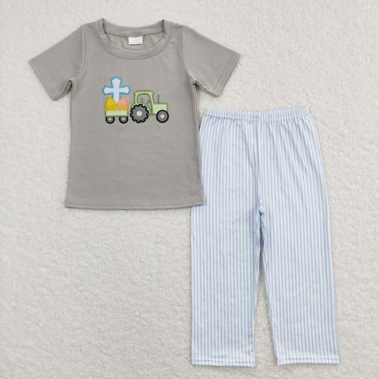 Boys Easter Cross Striped Pants Set